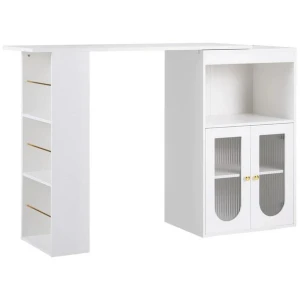 Bar Table Storage Cabinet Dining Wine Rack Home Office Desk Extendable