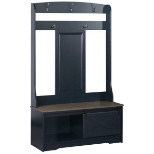 Barndoor Large Modern Coat Rack Hall Tree Shoe Rack Cabinet - Antique Black