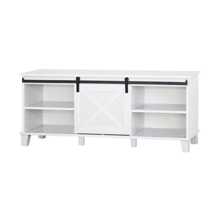 Barndoor Lowline Modern Wooden Entertainment Unit TV Stand - White