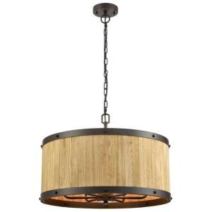 Barque Pendant Lamp Light Interior ESx6 Drum Natural Wood