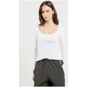 Bassike Sheer Rib Long Sleeve Tee White