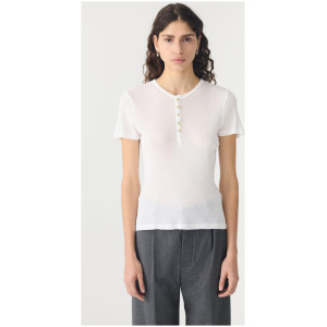 Bassike Sheer Rib Placket T-Shirt White