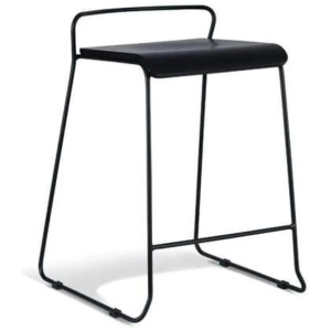 Bavleen Bar Stool 65cm - Black Frame - Black Veneer Seat