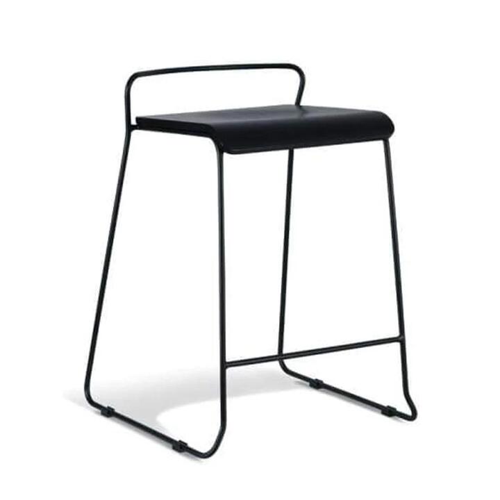 Bavleen Bar Stool 65cm - Black Frame - Black Veneer Seat