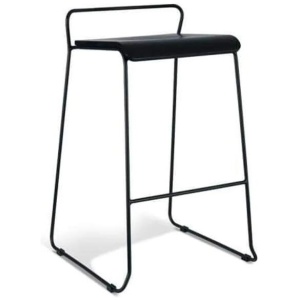 Bavleen Bar Stool 75cm - Black Frame - Black Veneer Seat