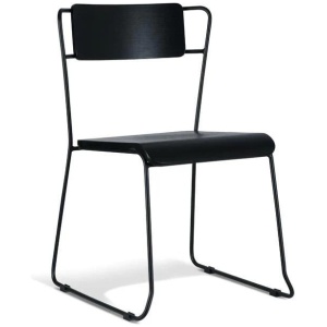 Bavleen Dining Chair - Black Frame - Black Veneer Seat