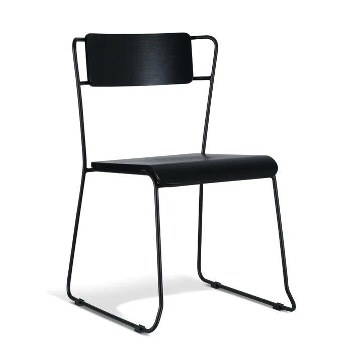 Bavleen Dining Chair - Black Frame - Black Veneer Seat