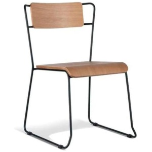 Bavleen Dining Chair - Black Frame - Natural Veneer Seat