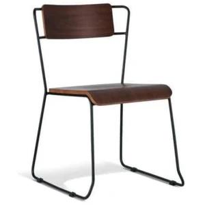 Bavleen Dining Chair - Black Frame - Walnut Veneer Seat
