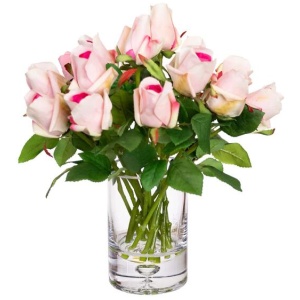 Beauty Rose 38cm Artificial Plant Flower Arrangement Decorative In Glass