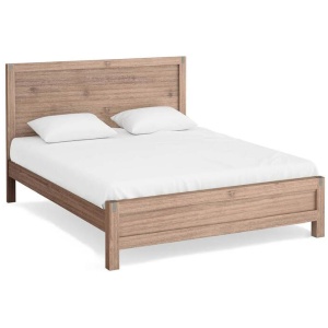 Bed Frame King Size in Solid Wood Veneered Acacia Bedroom Timber Slat in Oak