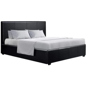 Bed Frame Queen Size Gas Lift Black NINO