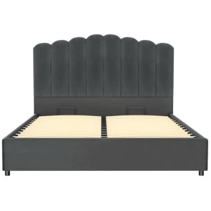 Bed Frame Queen Size Velvet Grey FION