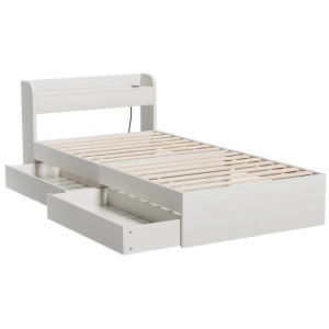 Bed Frame Single Size with Charging Ports and 2 Drawers AURA