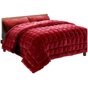 Bedding Faux Mink Quilt Comforter Throw Blanket Winter Burgundy Queen