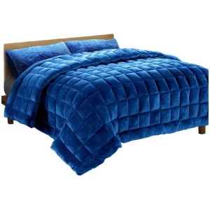 Bedding Faux Mink Quilt Comforter Winter Weight Throw Blanket Teal Super King