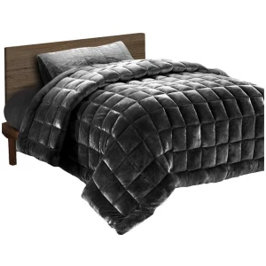 Bedding Faux Mink Quilt Fleece Throw Blanket Comforter Duvet Charcoal Single