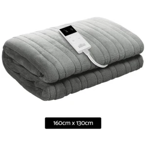 Bedding Heated Electric Throw Rug Fleece Sunggle Blanket Washable Silver