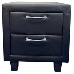 Bedside Table 2 drawers PU Leather Side Table Night Stand Storage in Black Colour