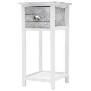 Bedside Table Drawer Vintage Side Table Storage Cabinet VALERIE GREY