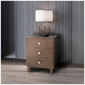 Bedside Table MDF 3 Drawers Side Table Night Stand Storage in Brown Colour