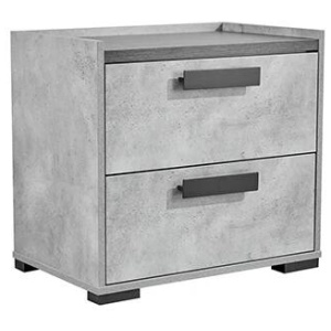 Bedside Table with 2 Storage Drawers MDF Combination of Black & Cement Colour Nightstand