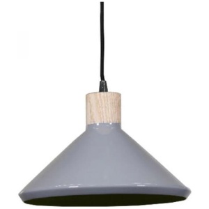 Benson Classic Metal Cone Cord Drop Pendant Light Lamp - Veneer & Grey Luminous Green Inside