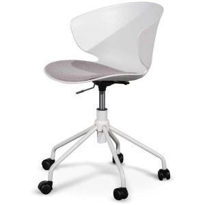 Betrillo White Office Chair - Light Grey Seat by Interior Secrets - AfterPay Available
