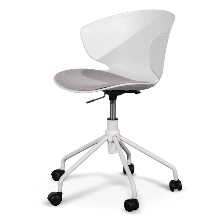 Betrillo White Office Chair - Light Grey Seat by Interior Secrets - AfterPay Available