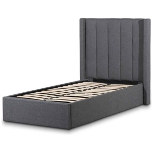 Betsy Fabric Single Bed Frame - Charcoal Grey with Storage by Interior Secrets - AfterPay Available