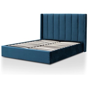 Betsy Queen Bed Frame - Teal Navy Velvet with Storage by Interior Secrets - AfterPay Available