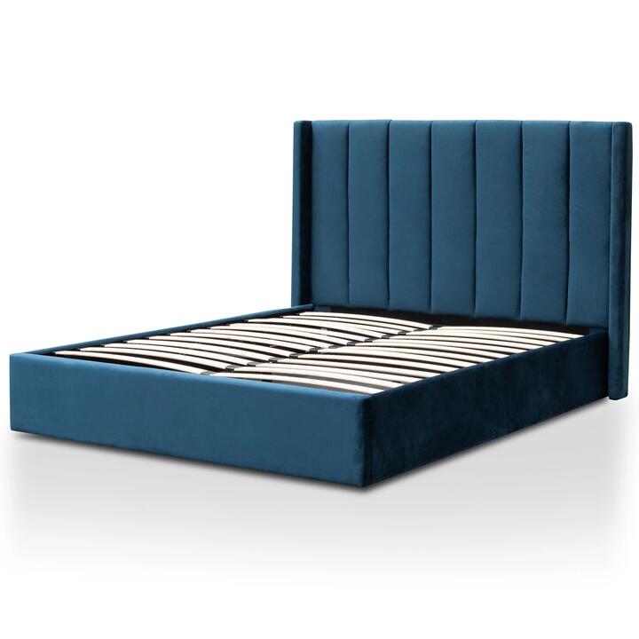 Betsy Queen Bed Frame - Teal Navy Velvet with Storage by Interior Secrets - AfterPay Available