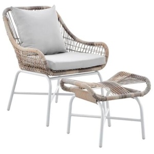 Bilgola Outdoor Armchair Relaxing Lounge Accent Patio Chair W/ Ottoman