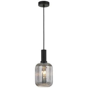 Bonura Modern Pendant Hanging Lamp Light Glass Black Smoke Ribbed