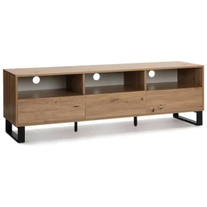 Boris Lowline Wooden Entertainment Unit TV Stand 160cm W/ 3-Drawers - White/Oak