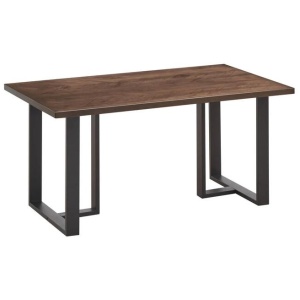 Bosco Wooden Rectangular Kitchen Dining Table 150cm Metal Frame - Walnut & Black