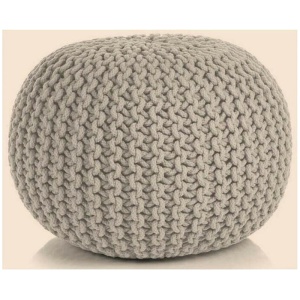Braided Ottoman Pouffe Footstool Hand Knitted (Beige)