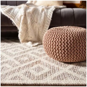 Braided Ottoman Pouffe Footstool Hand Knitted (Pink)