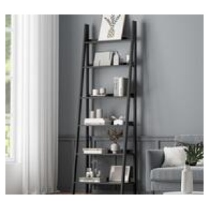 Brandy 6 Tier Ladder Bookshelf Black