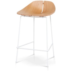 Breeze 65cm Matte White Bar Stool - Natural by Interior Secrets - AfterPay Available