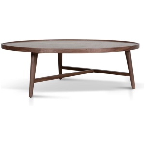 Brenda 1.1m Wooden Round Coffee Table - Walnut by Interior Secrets - AfterPay Available