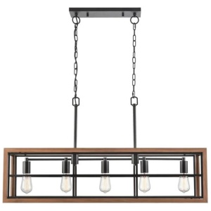 Brent Vintage Style Pendant Lamp Light Interior ESx5 Rect Medium Oak Wood