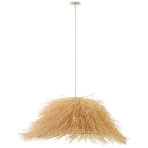 Britta Rattan Shade Oriental Hanging Pendant Light Lamp Natural/Cream