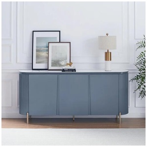 Buffet MDF Glossy Surface Ceramic Top Dark Blue Storage Cabinet