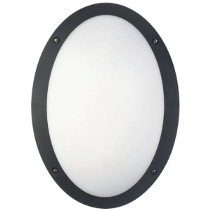 Bulkhead Wall Light Lamp 12W Oval Black 4000K IP66 OD330mm 800LM