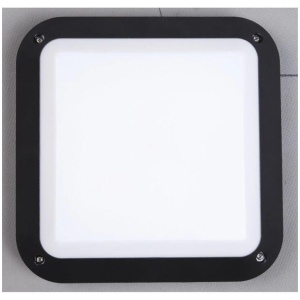 Bulkhead Wall Light Lamp 12W Square Black 4000K IP66 OD280mm 800LM