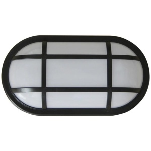 Bulkhead Wall Light Lamp 20W Oval Black 5000K IP65 Optional Cage 1700LM