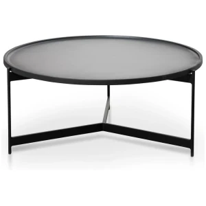 Burton 90cm Round Coffee Table - Matte Black by Interior Secrets - AfterPay Available
