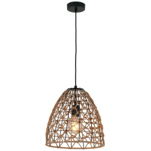 CANAMO Pendant Lamp Light Interior ES 40W Ellipse Hemp Rope & Black Hardware OD300mm