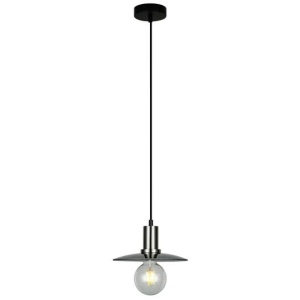 CHAPEAU Pendant Lamp Light Interior ES Smoke Glass Coolie with Satin Chrome Highlight OD220mm